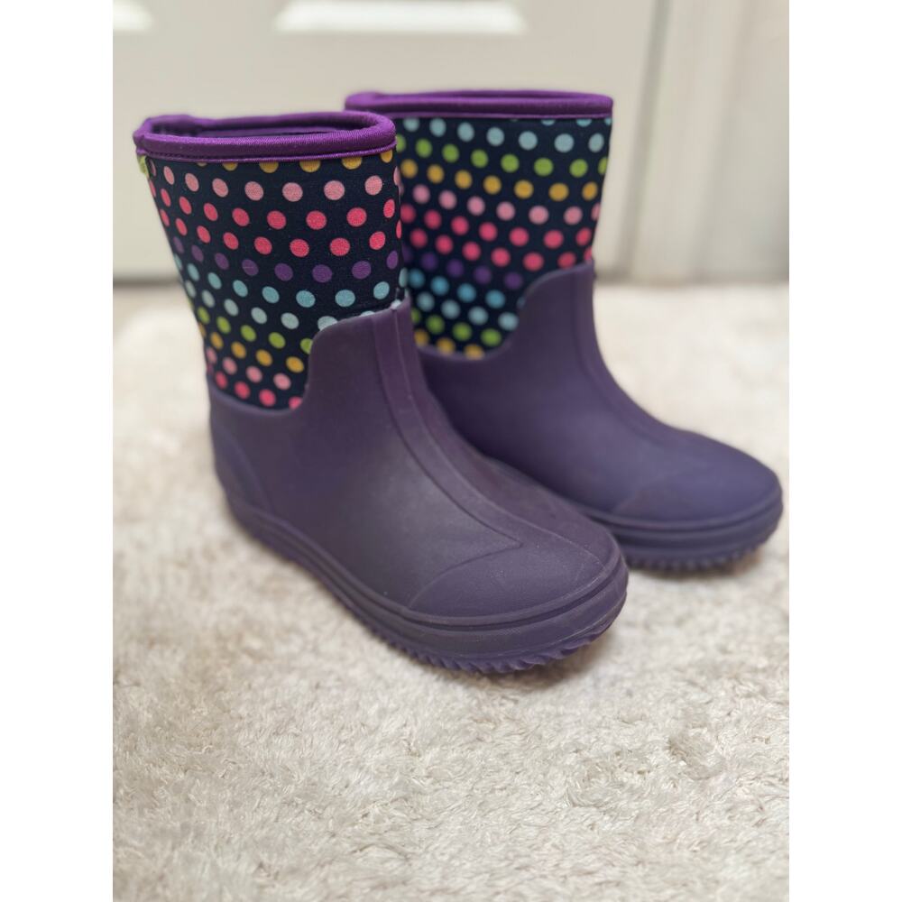 Western Chief Neoprene Purple Dot Rainbow Rain Snow Boots Side 13